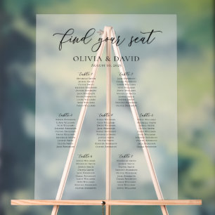 Elegant Script 7 table Seating Chart Acrylic Sign