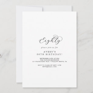 Elegant Script 80th Birthday Party Invitation