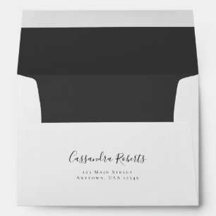 Elegant Script A7 Grey White Return Address Envelope