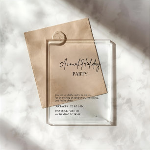 Elegant Script Acrylic Annual Holiday Party Acrylic Invitations