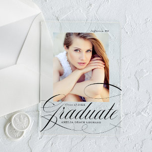 Elegant Script Acrylic Graduation Announcement