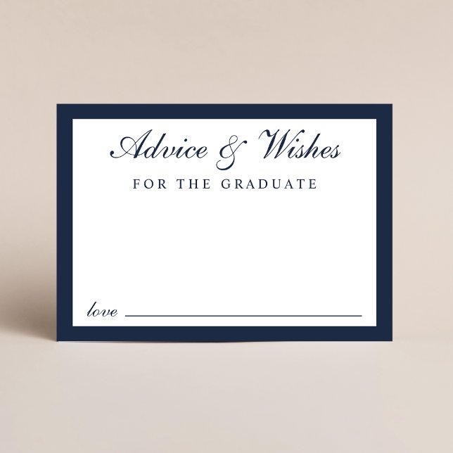 Elegant Script Advice Wishes Blue Gold Graduation Enclosure Card (Creator Uploaded)