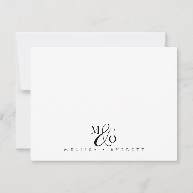 Elegant Script Ampersand Monogram Couple Names Card (Front)