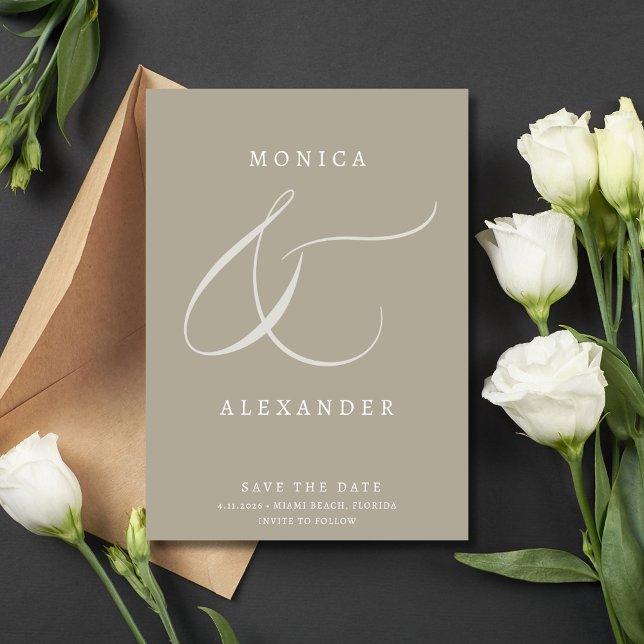 Elegant Script Ampersand Photo Wedding  Save The Date (Elegant Script Ampersand Photo Wedding Save The Date)