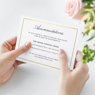 Elegant Script and Gold Border Accommodations Enclosure Card
