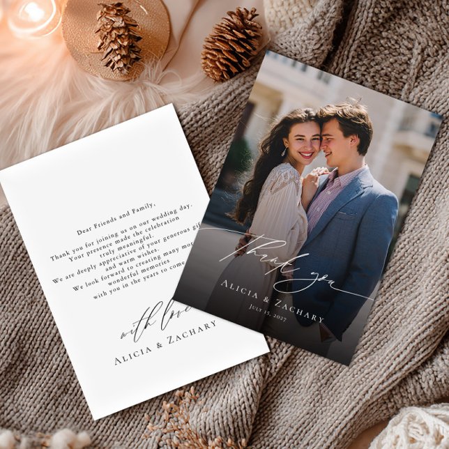 Elegant script and modern photo  thank you card (Creator Uploaded)