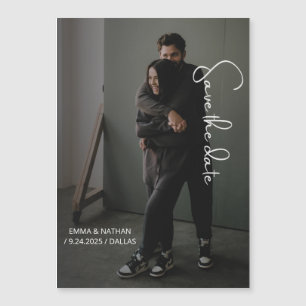 Elegant Script and Photo Save the Date Magnetic Invitation