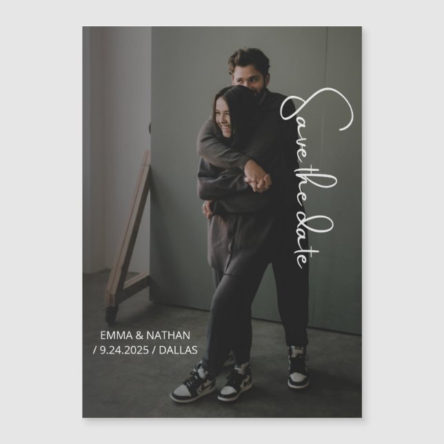 Elegant Script and Photo | Save the Date Magnetic  Invitation (Front)