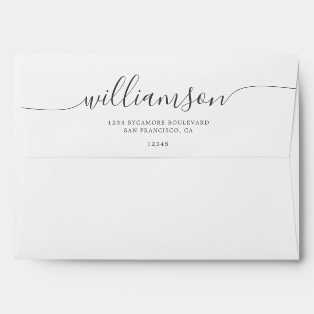 Elegant Script and Serif Return Address Envelope (Back (Top Flap))