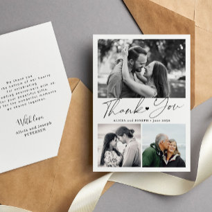 Elegant script anniversary photo collage thank you card