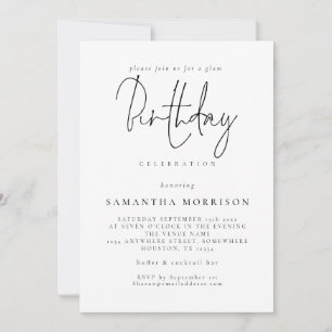 Elegant Script Any Age Birthday Invitation