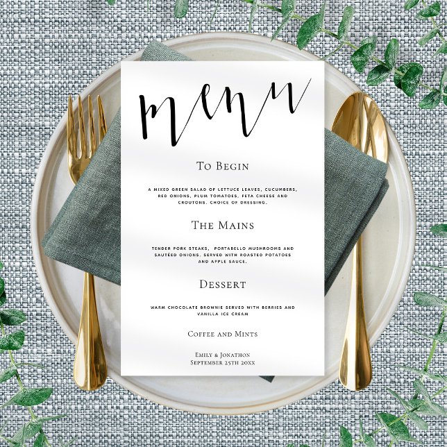 Elegant Script Any Color Wedding Menu Poster (Creator Uploaded)