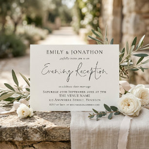 Elegant Script Any Colour Wedding Evening Receptio Invitation