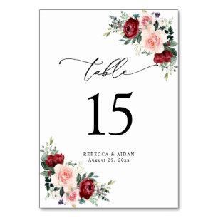 Élégant Script Aquarelle Floral Numéro de table