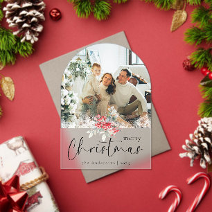 Elegant Script   Arch Family Photo Christmas Card Acrylic Invitations