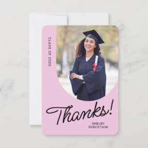 Elegant Script Arch Photo Graduate Pink Thank You Card