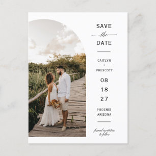 Elegant Script Arch Photo QR Code Save the Date Postcard
