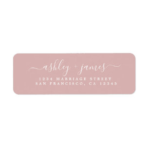 Élégant Script Argent Rose Mariage Adresse de reto