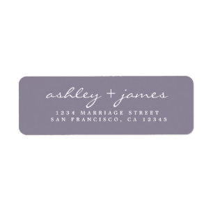 Elegant Script Ash Purple Wedding Return Address