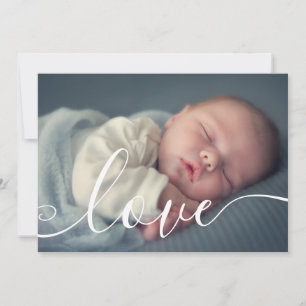 Elegant Script Baby Photo Modern Birth Announcement