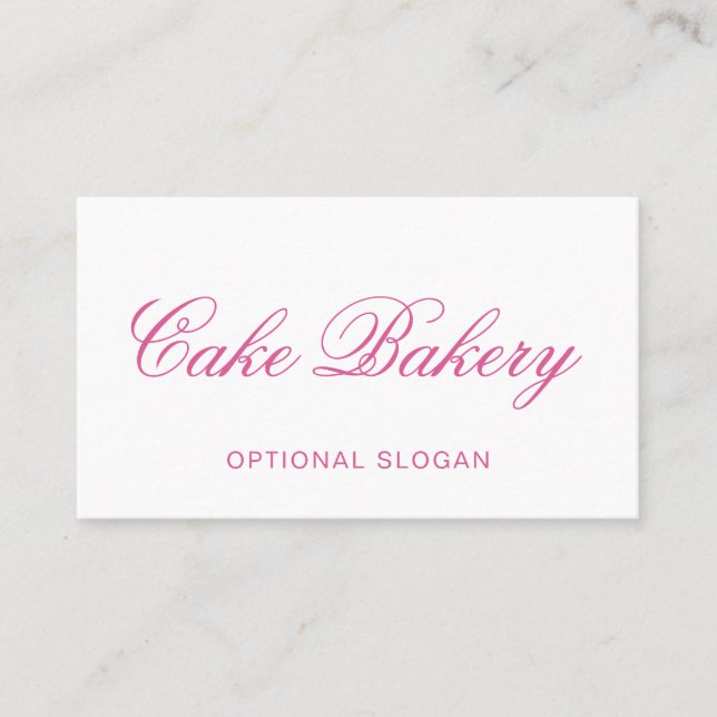 Elegant Script Bakery Business Card I Pink (Front)