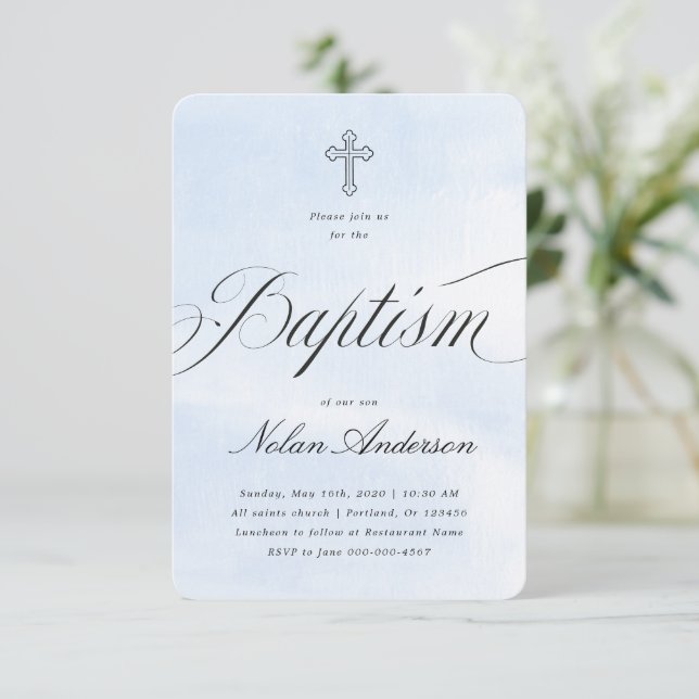 Elegant Script Baptism Invitation (Standing Front)