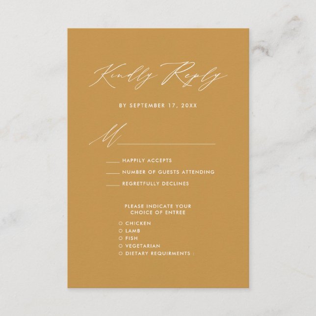 Elegant Script Beige Minimalist Chic Wedding RSVP Enclosure Card (Front)