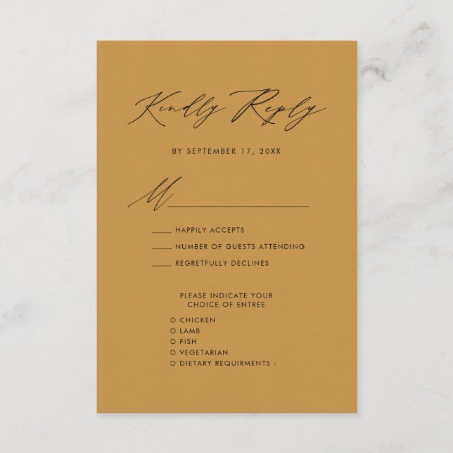 Elegant Script Beige Minimalist Chic Wedding RSVP Enclosure Card (Front)