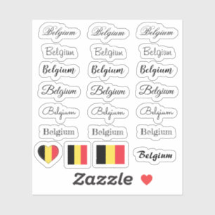 Elegant script Belgium & Belgian Flag /name Set