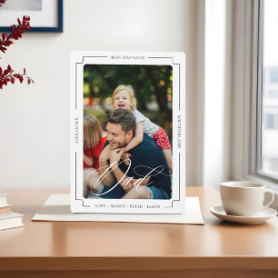 Elegant Script Best Dad Ever Custom Photo Keepsake Plaque