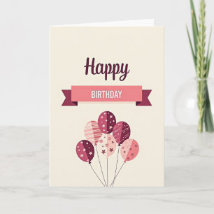 Elegant Script Birthday Balloon Card