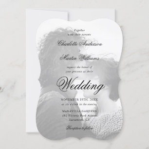 Elegant Script Black 2 Photo Wedding Invitation
