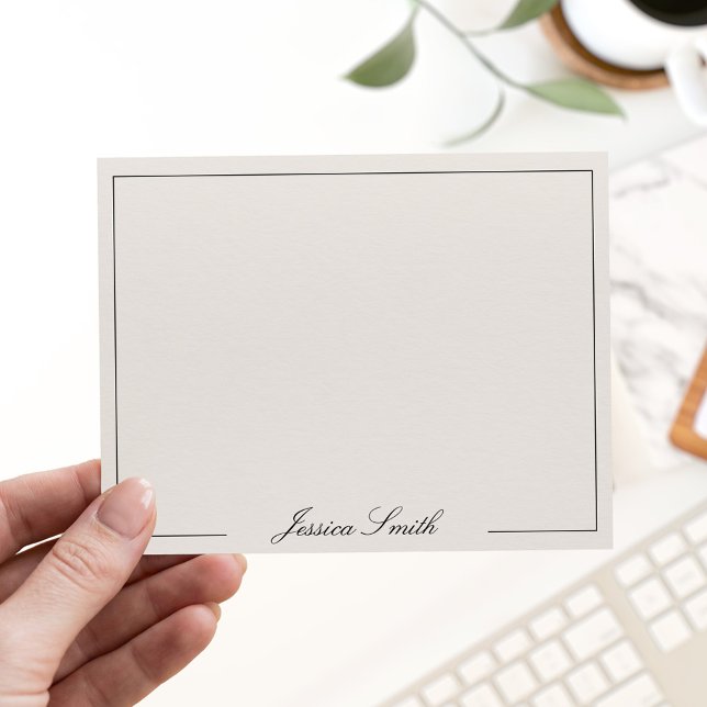 Elegant Script Black and Ivory Monogram Border Card (Creator Uploaded)