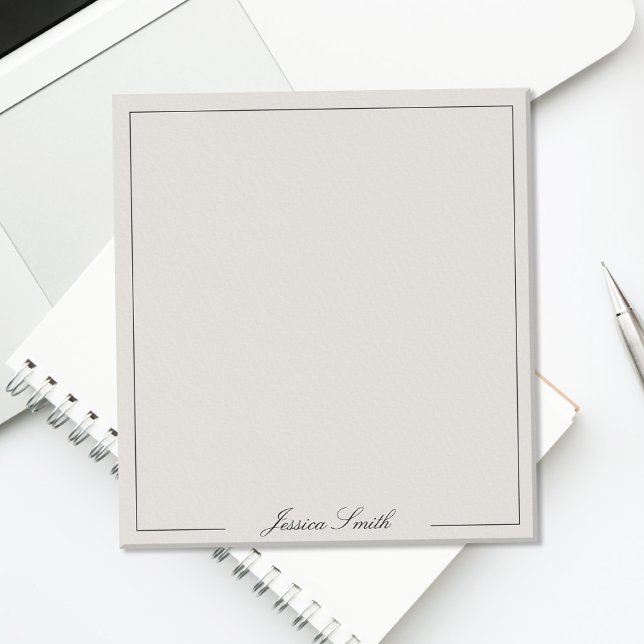 Elegant Script Black and Ivory Monogram Border Notepad (Creator Uploaded)