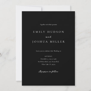 Elegant Script Black and White All in One Wedding Invitation