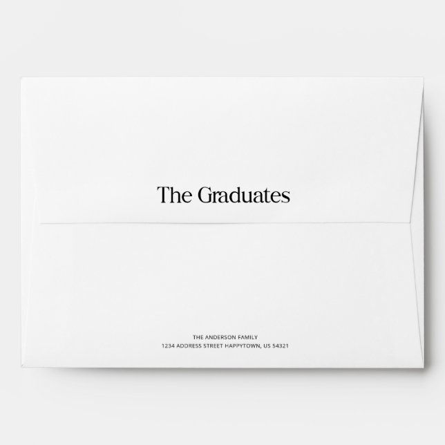 Elegant Script Black and White Graduate Graduation Envelope (Back (Top Flap))