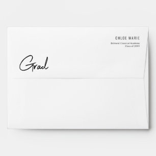 Elegant Script Black and White Graduation Envelope