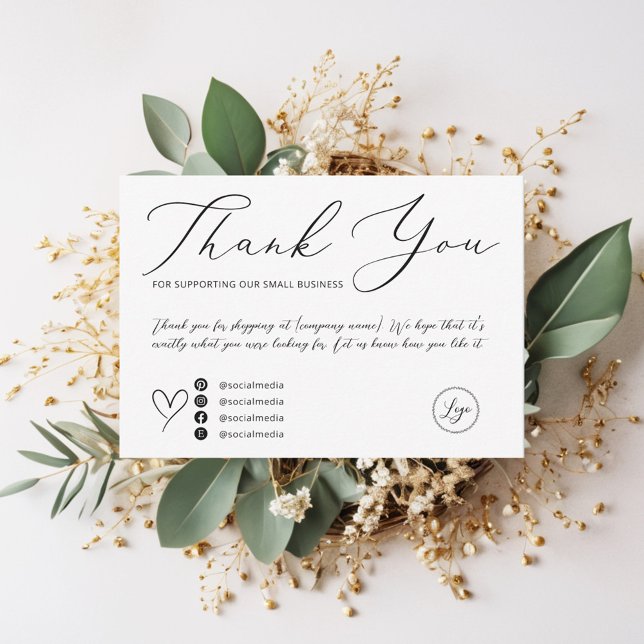 Elegant Script Black And White Order Thank You Card (Creator Uploaded)