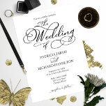 Elegant Script Black And White Wedding Invitation<br><div class="desc">Elegant Script Black And White Wedding Invitation</div>