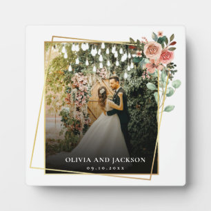 Elegant Script Black and White Wedding  Plaque