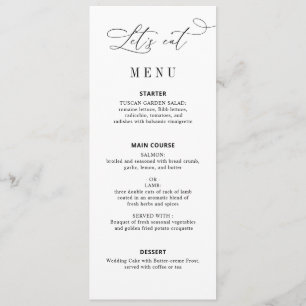 elegant script black and white wedding website menu