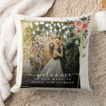 Elegant Script Black and White Wedding Welcome 