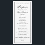 Elegant Script Black Border Wedding Program<br><div class="desc">Fully editable,  elegant,  simple wedding ceremony program template for any style of wedding.  Classic black and white wedding program with editable border thickness and colour on front and back.</div>