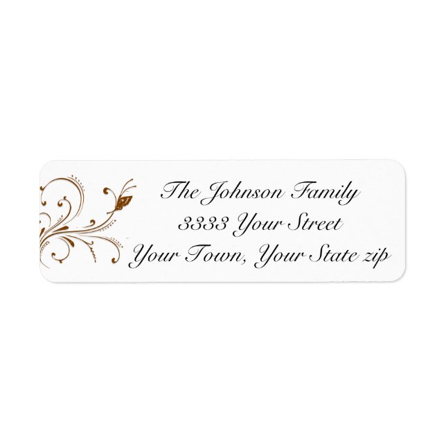 Elegant Script Black  Brown Return Address (Front)