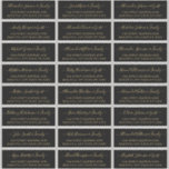 Elegant Script Black Gold Wedding Guest Address<br><div class="desc">Modern Elegant Script Black and Gold Minimalist Wedding Guest Name Address custom personalized Labels Stickers. The guest name is written in a swirly cursive hand lettered swash tail font script. This has 24 stickers.</div>