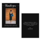Elegant Script Black Graduation Photo Thank You