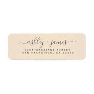 Élégant Script Black Ivory Mariage Adresse de reto