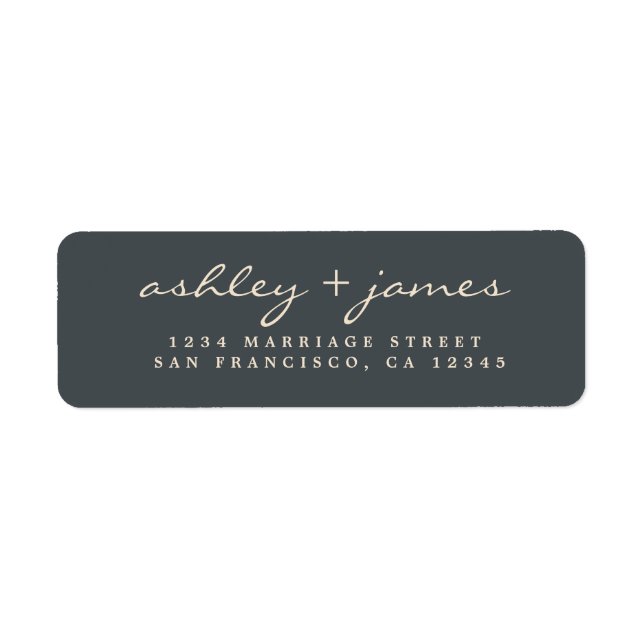 Élégant Script Black Ivory Mariage Adresse de reto (Devant)