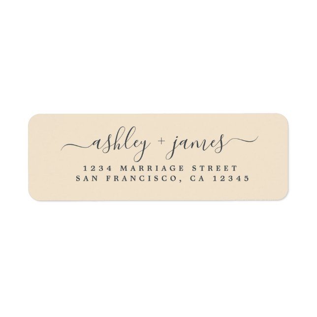 Elegant Script Black Ivory Wedding Return Address (Front)