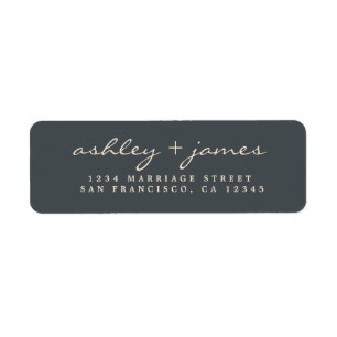 Elegant Script Black Ivory Wedding Return Address